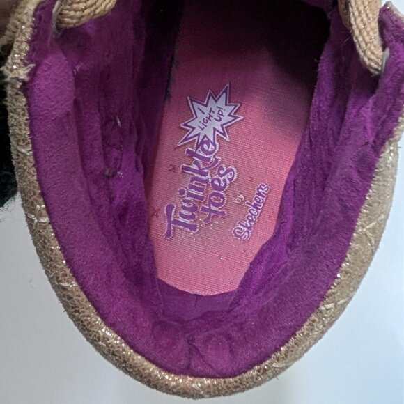 Sketchers Twinkle Toe High Top in Glitter Gold, Big Girl Size 4 - Picture 9 of 13
